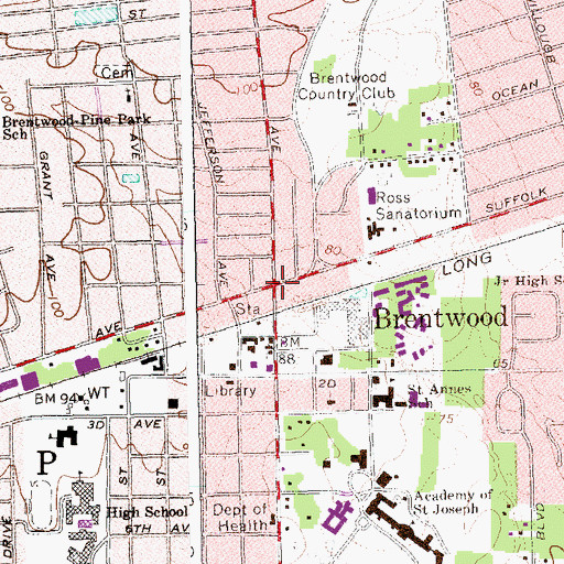 Topographic Map of Brentwood, NY