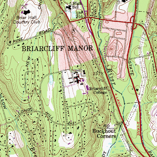 Topographic Map of Briarcliff College (historical), NY