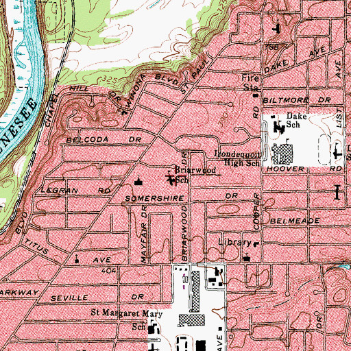 Topographic Map of Briarwood School, NY