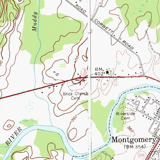 Topographic Map of Brick Church Cemetery, NY