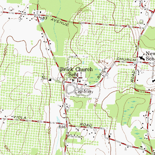 Topographic Map of Brick Church School, NY