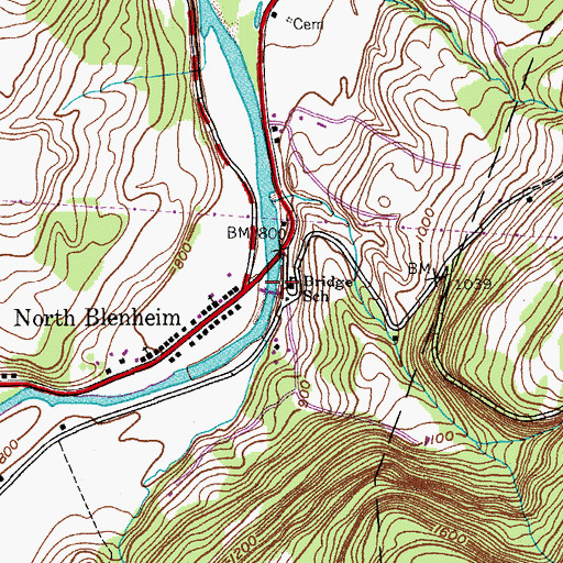 Topographic Map of Bridge School, NY