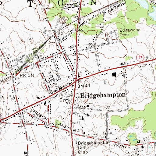 Topographic Map of Bridgehampton, NY