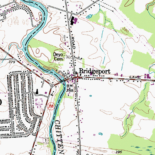 Topographic Map of Bridgeport, NY