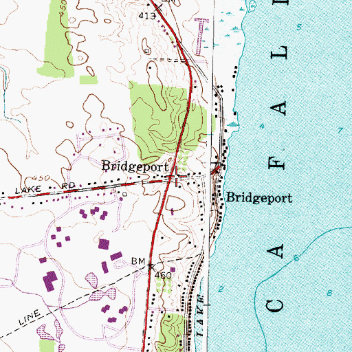 Topographic Map of Bridgeport, NY