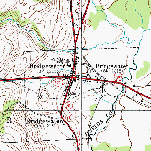 Topographic Map of Bridgewater, NY