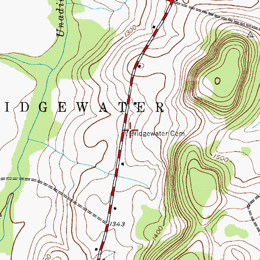 Topographic Map of Bridgewater Cemetery, NY