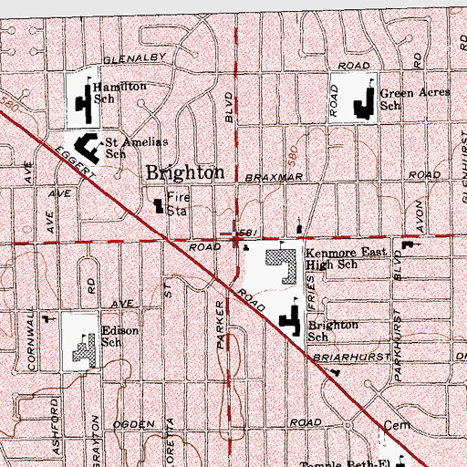 Topographic Map of Brighton, NY