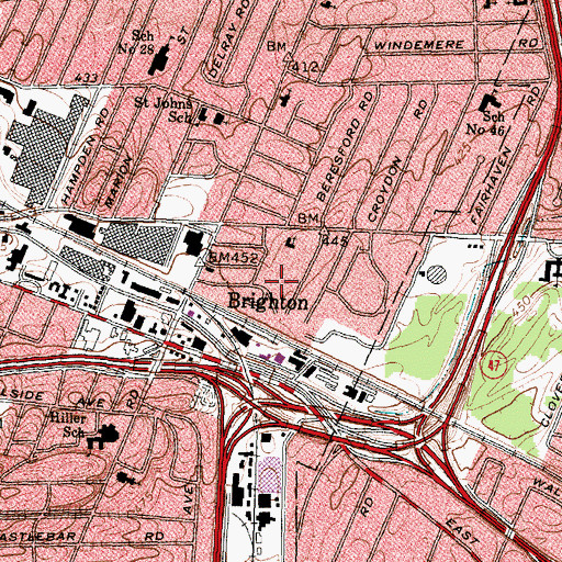 Topographic Map of Brighton, NY
