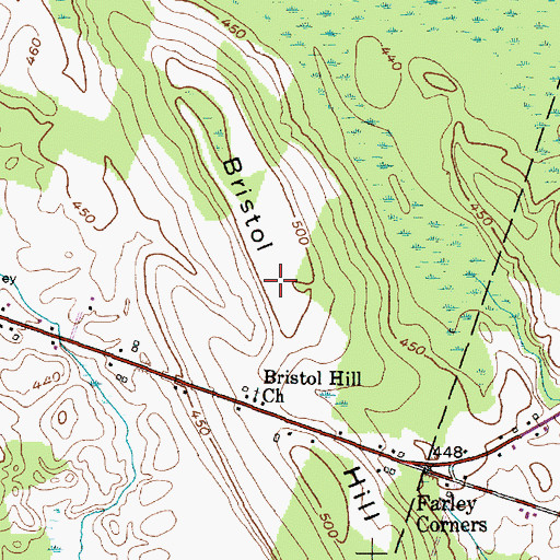 Topographic Map of Bristol Hill, NY