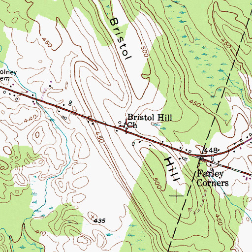 Topographic Map of Bristol Hill Church, NY