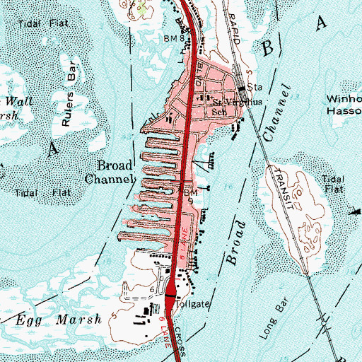 Topographic Map of Broad Channel, NY