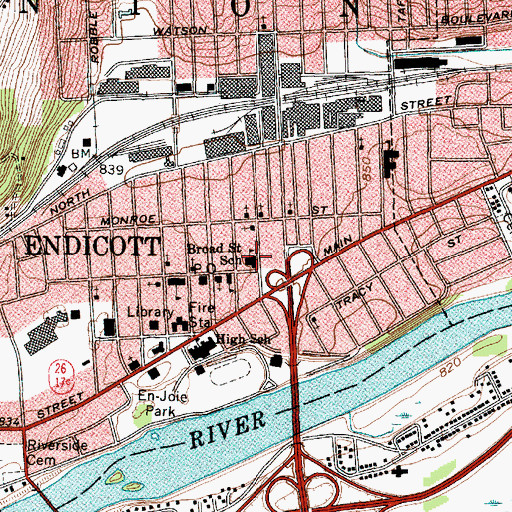 Topographic Map of Broad Street School, NY