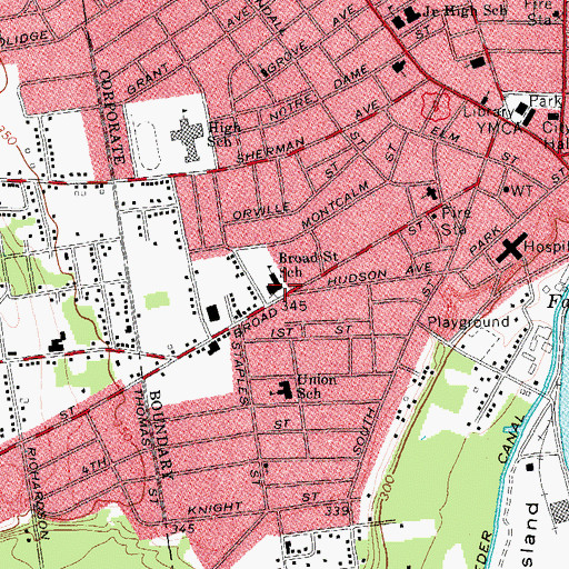 Topographic Map of Broad Street School, NY