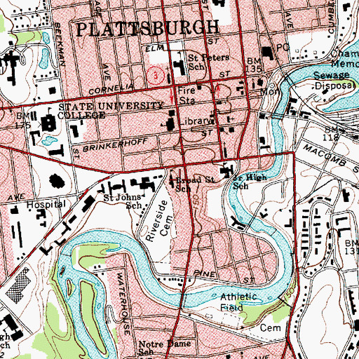 Topographic Map of Broad Street Elementary School, NY