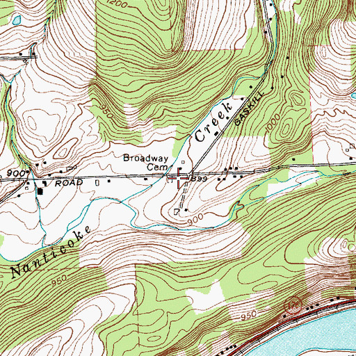 Topographic Map of Broadway Cemetery, NY