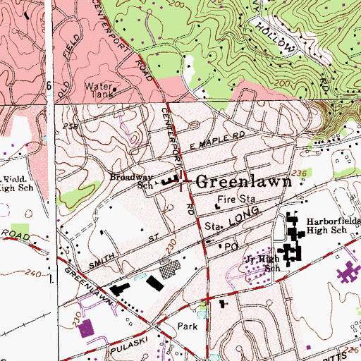Topographic Map of Broadway School, NY