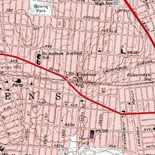 Topographic Map of Broadway Station, NY