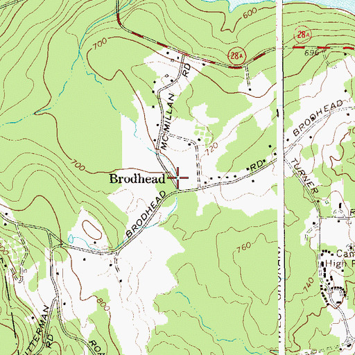 Topographic Map of Brodhead, NY