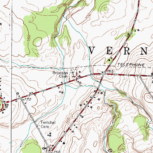 Topographic Map of Vernon Center Cemetery, NY