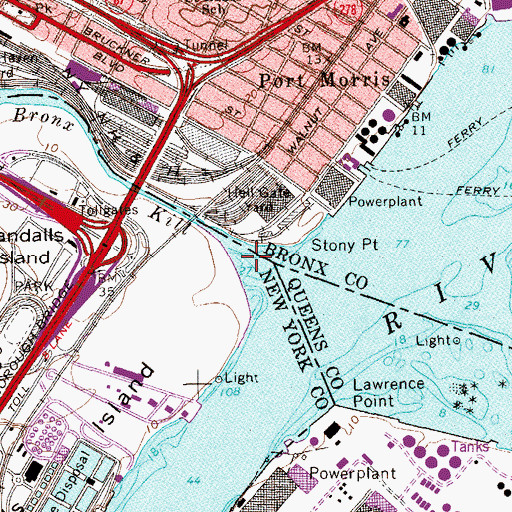 Topographic Map of Bronx Kill, NY