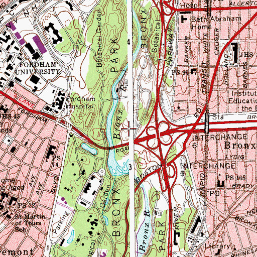 Topographic Map of Bronx Park, NY