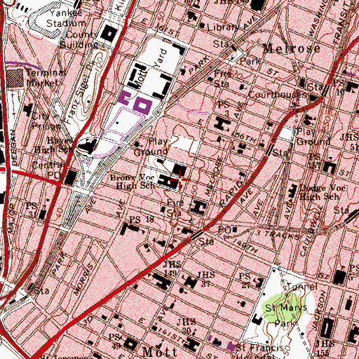 Topographic Map of Alfred E Smith High School, NY