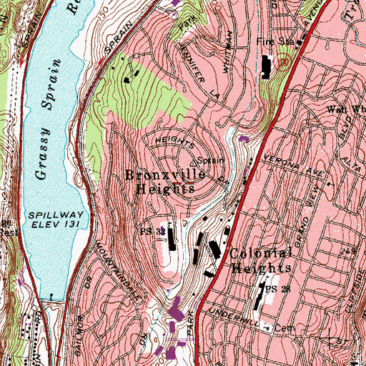 Topographic Map of Bronxville Heights, NY