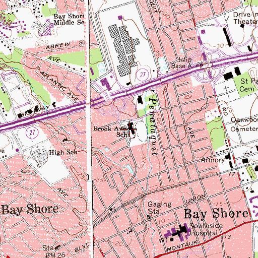 Topographic Map of Brook Avenue Elementary School, NY