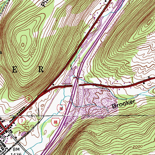 Topographic Map of Brooker Hollow, NY