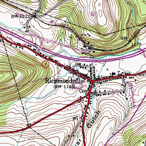 Topographic Map of Brooker Hollow, NY