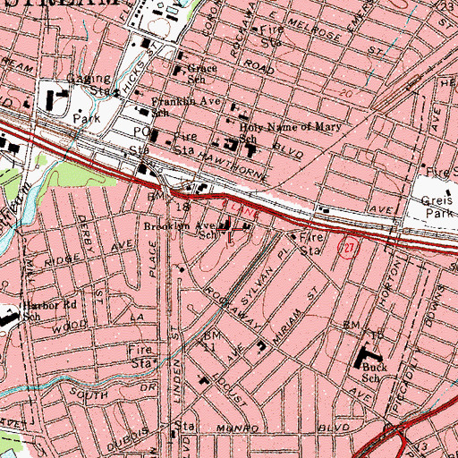 Topographic Map of Brooklyn Avenue Elementary School, NY