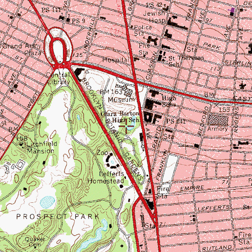 Topographic Map of Brooklyn Botanic Gardens, NY