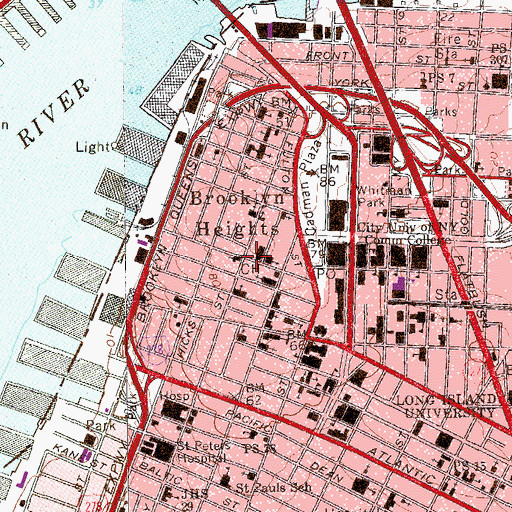 Topographic Map of Brooklyn Heights, NY