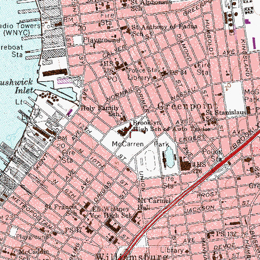 Topographic Map of Automotive High School, NY