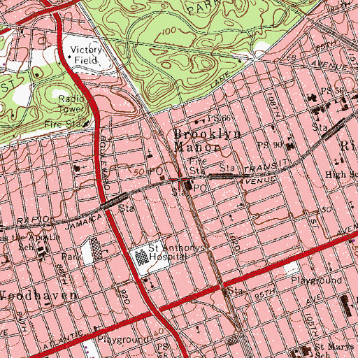 Topographic Map of Brooklyn Manor, NY