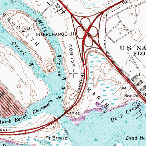 Topographic Map of Brooklyn Marine Park, NY