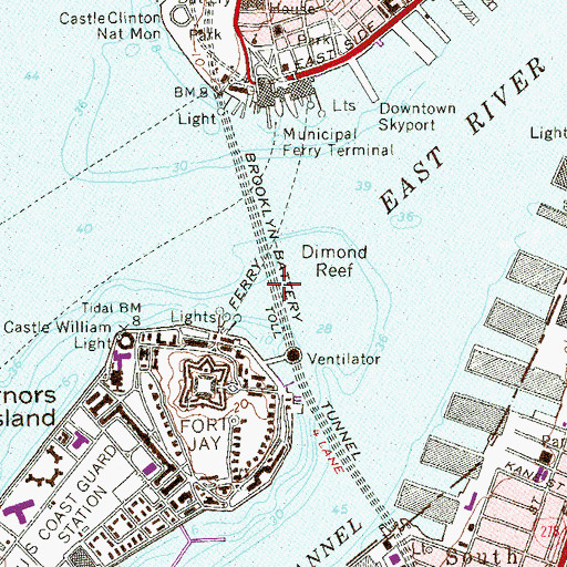 Topographic Map of Governor Hugh L Carey Tunnel, NY