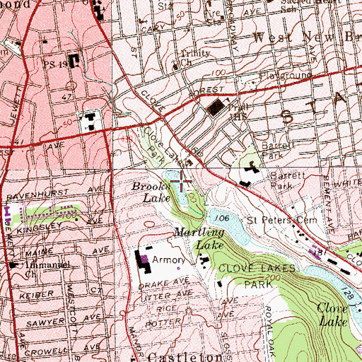 Topographic Map of Brooks Lake, NY