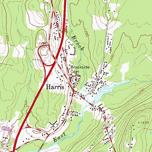 Topographic Map of Brookside Cemetery, NY