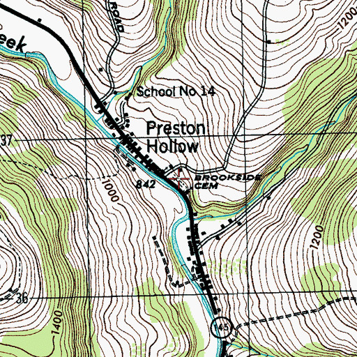 Topographic Map of Brookside Cemetery, NY