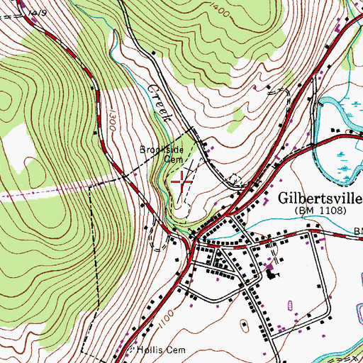 Topographic Map of Brookside Cemetery, NY