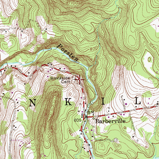 Topographic Map of Brookside Cemetery, NY
