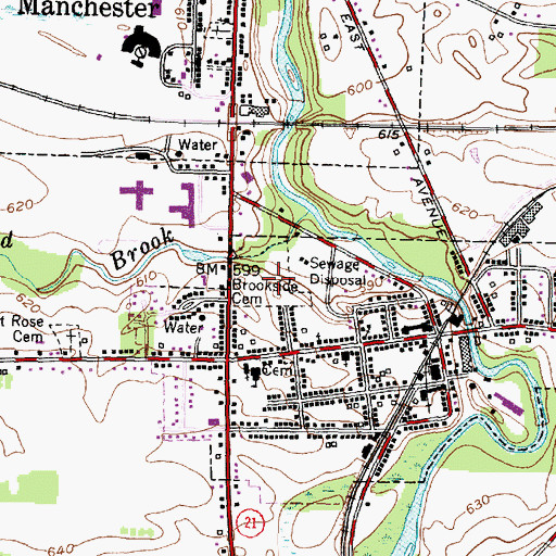 Topographic Map of Brookside Cemetery, NY