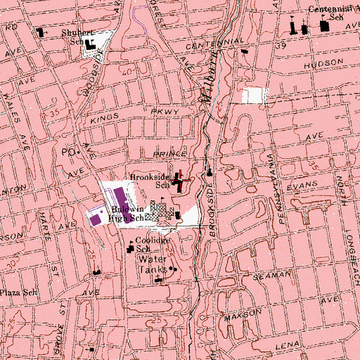 Topographic Map of Brookside Elementary School, NY