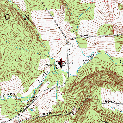 Topographic Map of Brookside School, NY