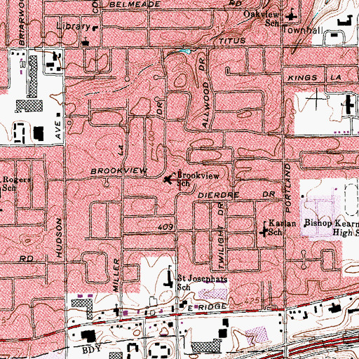 Topographic Map of Brookview School, NY