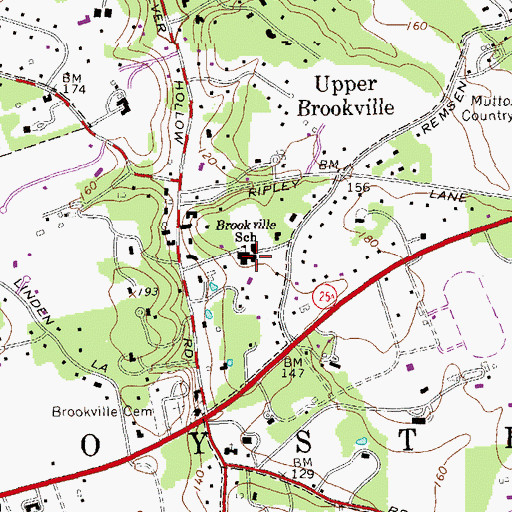 Topographic Map of Brookville School, NY