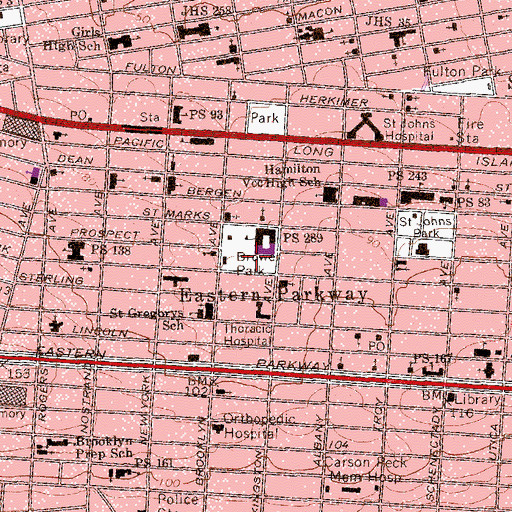 Topographic Map of Brower Park, NY