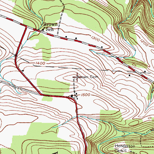 Topographic Map of Brown Cemetery, NY
